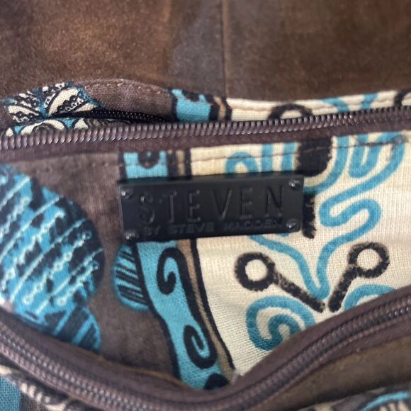 Vintage Steve Madden Western Boho Leather Fringe Brown Leather Tote Bag Purse - Picture 11 of 14